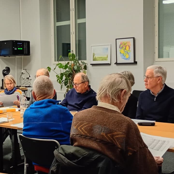 Några personer sitter runt ett bord